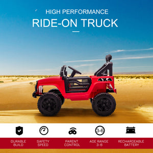 Aosom 12V Battery Powered Kids Ride On Car Off Road Truck Toy w/ Parent Remote