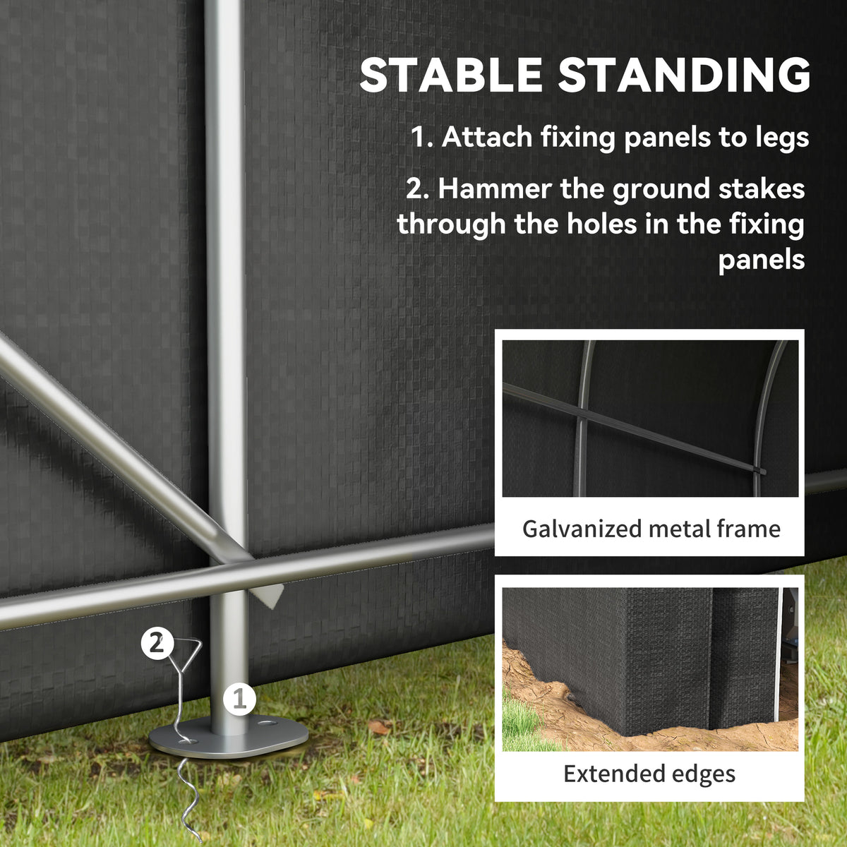 5' x 8' Outdoor Storage Shed, Heavy Duty Galvanized Steel Portable Shed for Bike, Motorcycle, Garden Tools – view 4