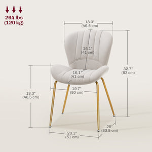 Dining Chairs Set of 4, Modern Accent Chair with Cushioned Backrest, Upholstery for Living Room, Cream White