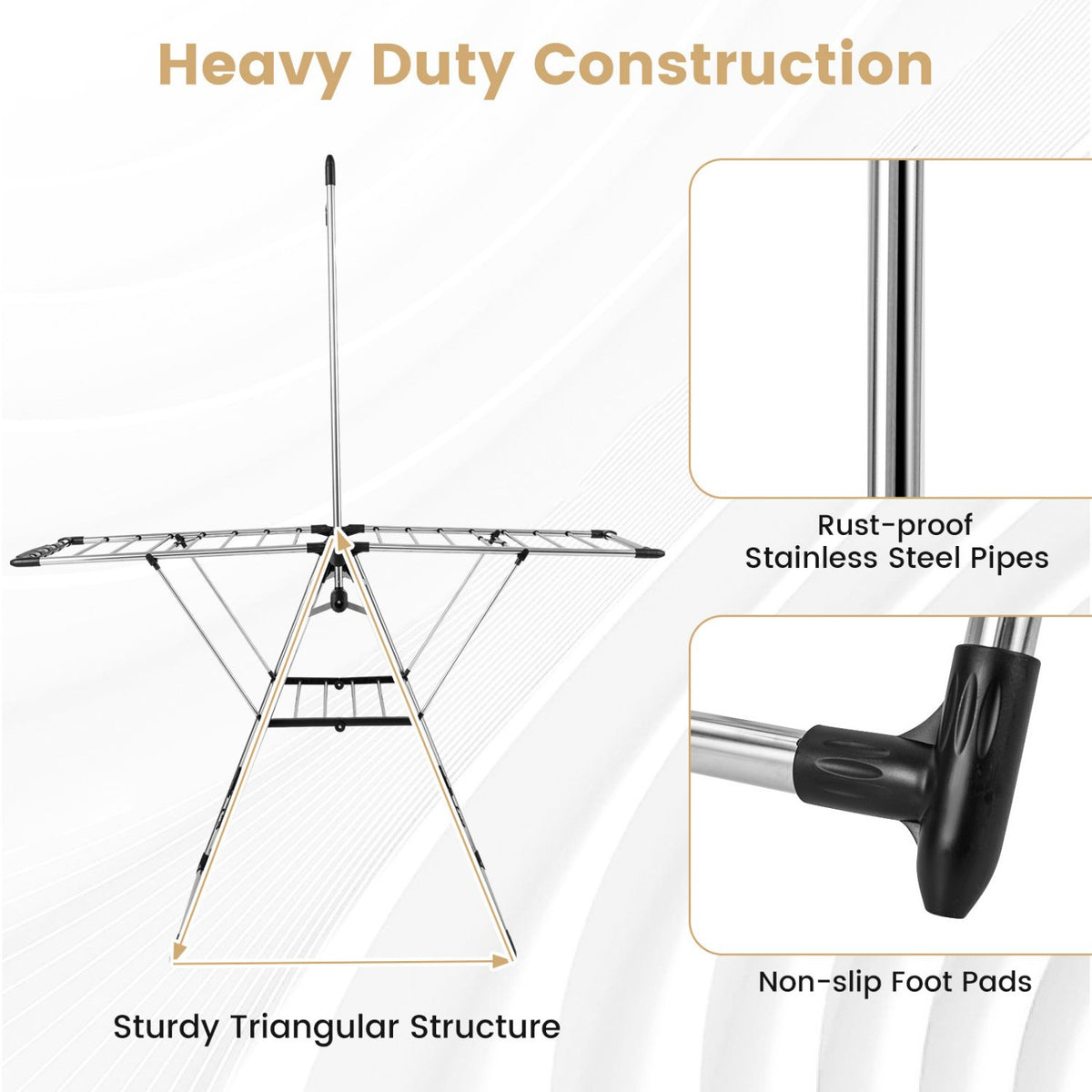Clothes Drying Rack with 6-Level Adjustable Height view 9