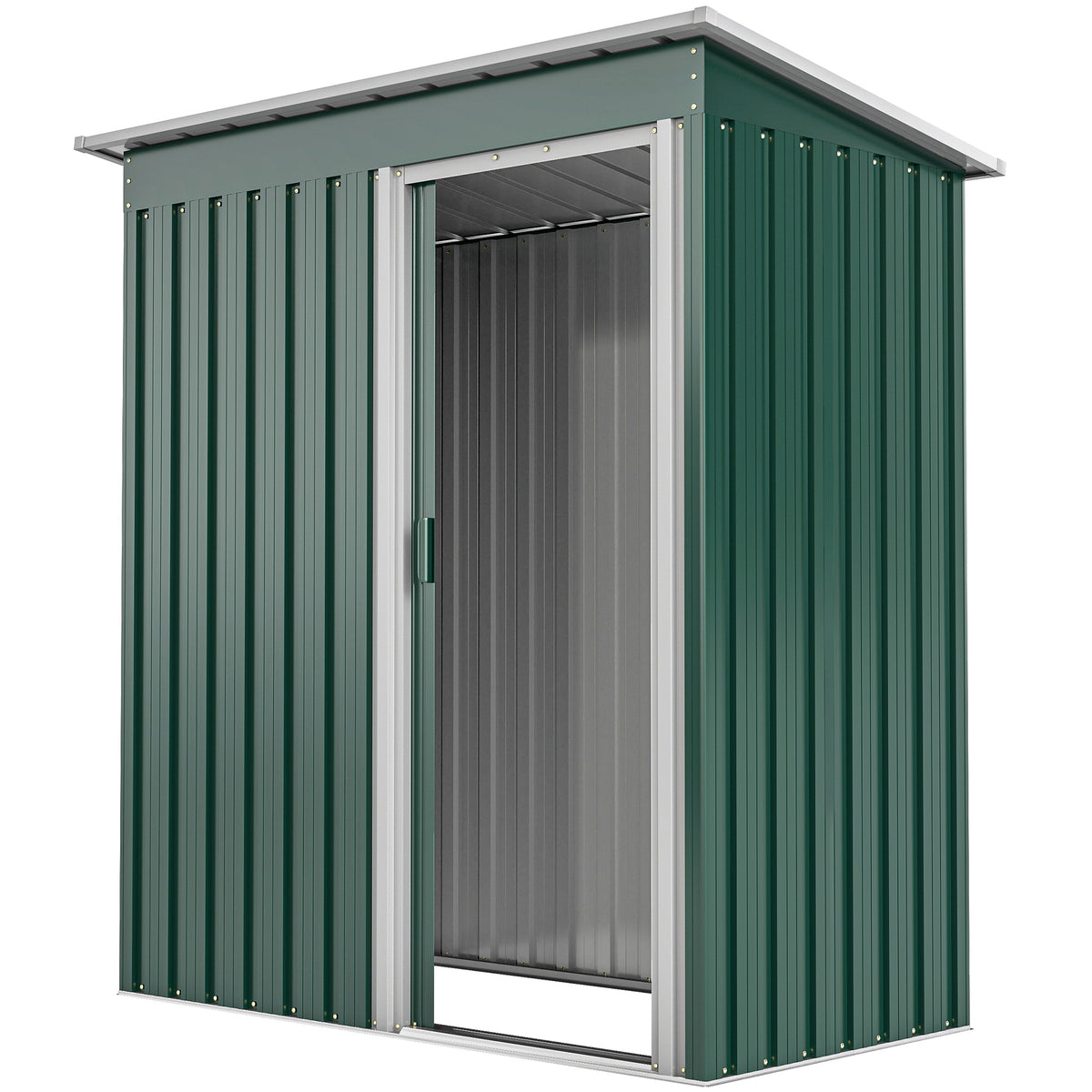 5 x 3 FT Outdoor Storage Shed with Sliding Door and Sloped Roof, Steel Frame Garden Shed Tool Equipment – view 8