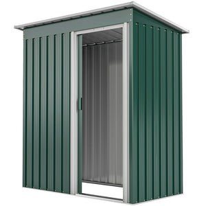 5 x 3 FT Outdoor Storage Shed with Sliding Door and Sloped Roof, Steel Frame Garden Shed Tool Equipment – view 8