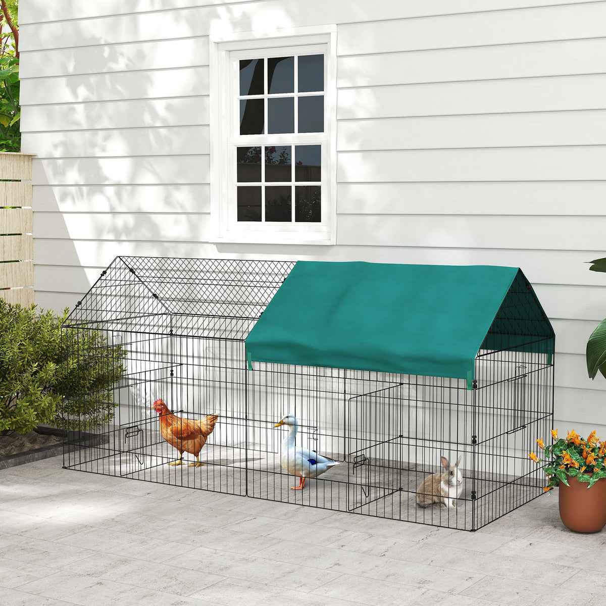 73" Small Animal Cage with Roof, Indoor/Outdoor Use,  for Chicken, Rabbits, Chinchillas