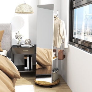 Coat Rack with Full Length Mirror Freestanding Coat Tree with 3 Hooks-Natural view 5