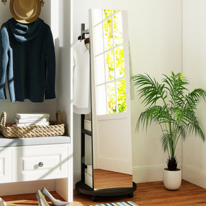 Coat Rack with Full Length Mirror Freestanding Coat Tree with 3 Hooks-Walnut view 3