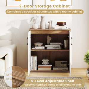 Coffee Bar Cabinet with 5-Position Adjustable Shelf for Living Room Dining Room-Natural view 8