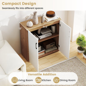 Coffee Bar Cabinet with 5-Position Adjustable Shelf for Living Room Dining Room-Natural view 9