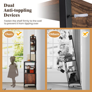 Coffee Bar Cabinet with S-Shaped Hooks and Wine Bottle Holders-Rustic Brown view 8