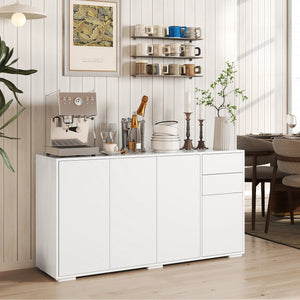 Kitchen Sideboard Storage Cabinet, Modern Coffee Bar with Push-Open Design and 2 Drawers for Living Room – view 23