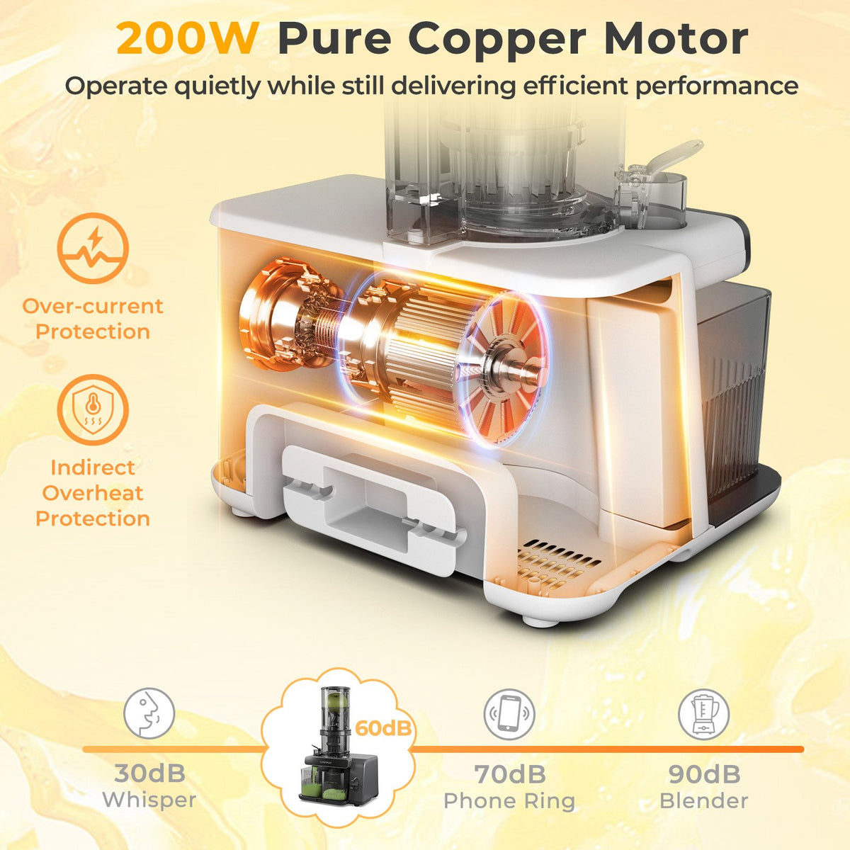 Cold Press Juicer with 5.3 Inches Feed Chute, High Juice Yield and Reverse Function view 8