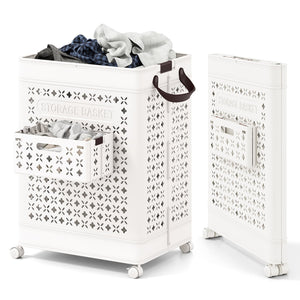 Collapsible Laundry Basket 20 Gallon Plastic Storage Bin-White view 4
