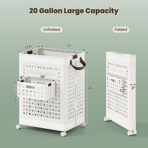 Collapsible Laundry Basket 20 Gallon Plastic Storage Bin-White view 5