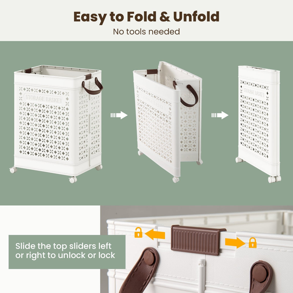 Collapsible Laundry Basket 20 Gallon Plastic Storage Bin-White view 7