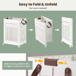 Collapsible Laundry Basket 20 Gallon Plastic Storage Bin-White view 7