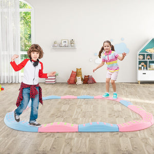 Colorful Kids Wavy Balance Beam with Textured Surface and Non-slip Foot Pads-Blue and Pink view 3