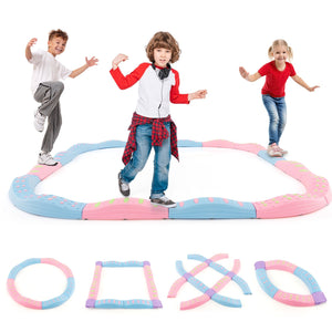 Colorful Kids Wavy Balance Beam with Textured Surface and Non-slip Foot Pads-Blue and Pink view 4