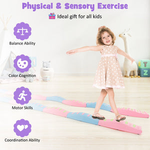 Colorful Kids Wavy Balance Beam with Textured Surface and Non-slip Foot Pads-Blue and Pink view 9
