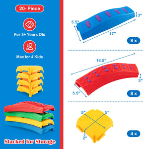 Colorful Kids Wavy Balance Beam with Textured Surface and Non-slip Foot Pads-Multicolor view 4