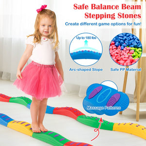 Colorful Kids Wavy Balance Beam with Textured Surface and Non-slip Foot Pads-Multicolor view 5