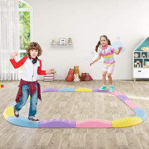 Colorful Kids Wavy Balance Beam with Textured Surface and Non-slip Foot Pads-Pink & Purple view 3