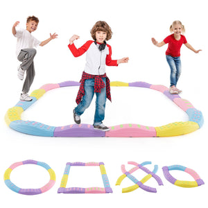 Colorful Kids Wavy Balance Beam with Textured Surface and Non-slip Foot Pads-Pink & Purple view 4