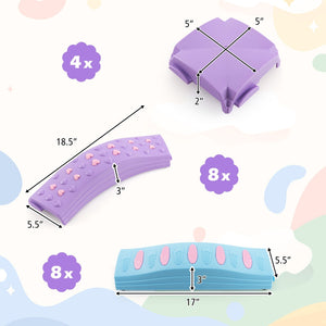 Colorful Kids Wavy Balance Beam with Textured Surface and Non-slip Foot Pads-Pink & Purple view 5