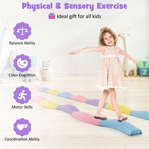 Colorful Kids Wavy Balance Beam with Textured Surface and Non-slip Foot Pads-Pink & Purple view 9