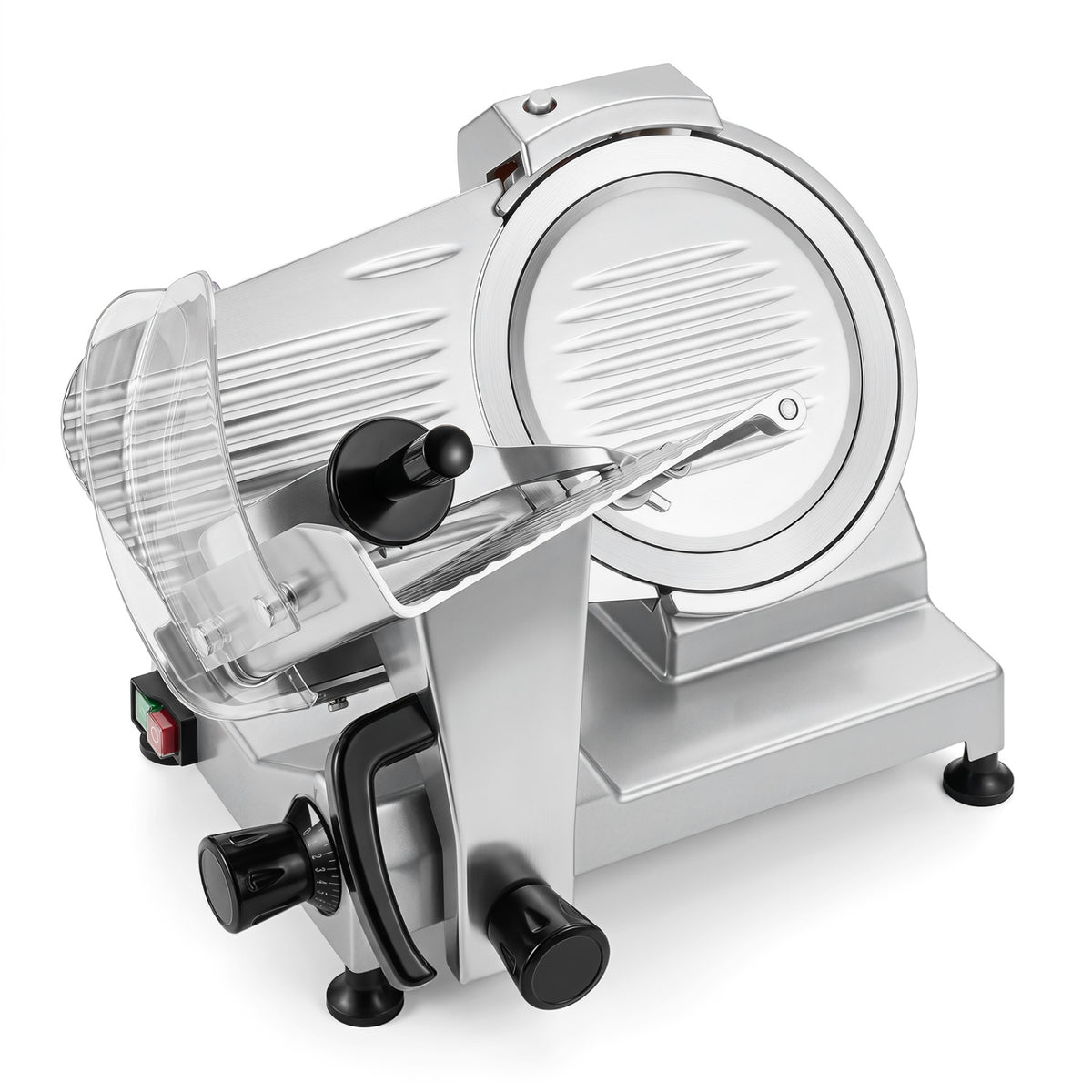 Commercial Meat Slicer with 10 inches Carbon Steel Blade and 0-0.47 inches Adjustable Thickness for Frozen Meat Cheese-Silver