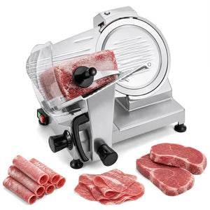 Commercial Meat Slicer with 10 inches Carbon Steel Blade and 0-0.47 inches Adjustable Thickness for Frozen Meat Cheese-Silver view 3