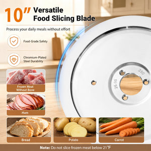 Commercial Meat Slicer with 10 inches Carbon Steel Blade and 0-0.47 inches Adjustable Thickness for Frozen Meat Cheese-Silver view 7