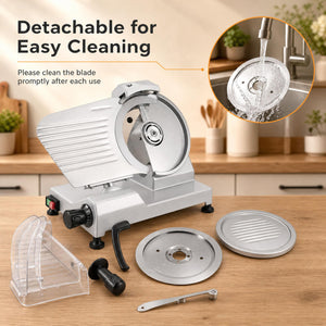 Commercial Meat Slicer with 10 inches Carbon Steel Blade and 0-0.47 inches Adjustable Thickness for Frozen Meat Cheese-Silver view 9