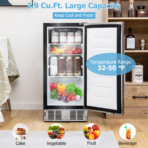 Compact Refrigerator with Adjustable Thermostat and Stainless Steel Door-Silver view 3
