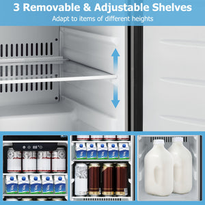 Compact Refrigerator with Adjustable Thermostat and Stainless Steel Door-Silver view 9