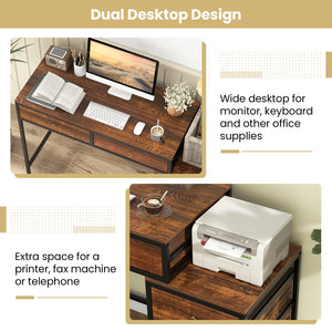 Computer Desk with 5 Drawers Home Office Desk with Side File Cabinet-Rustic Brown view 8