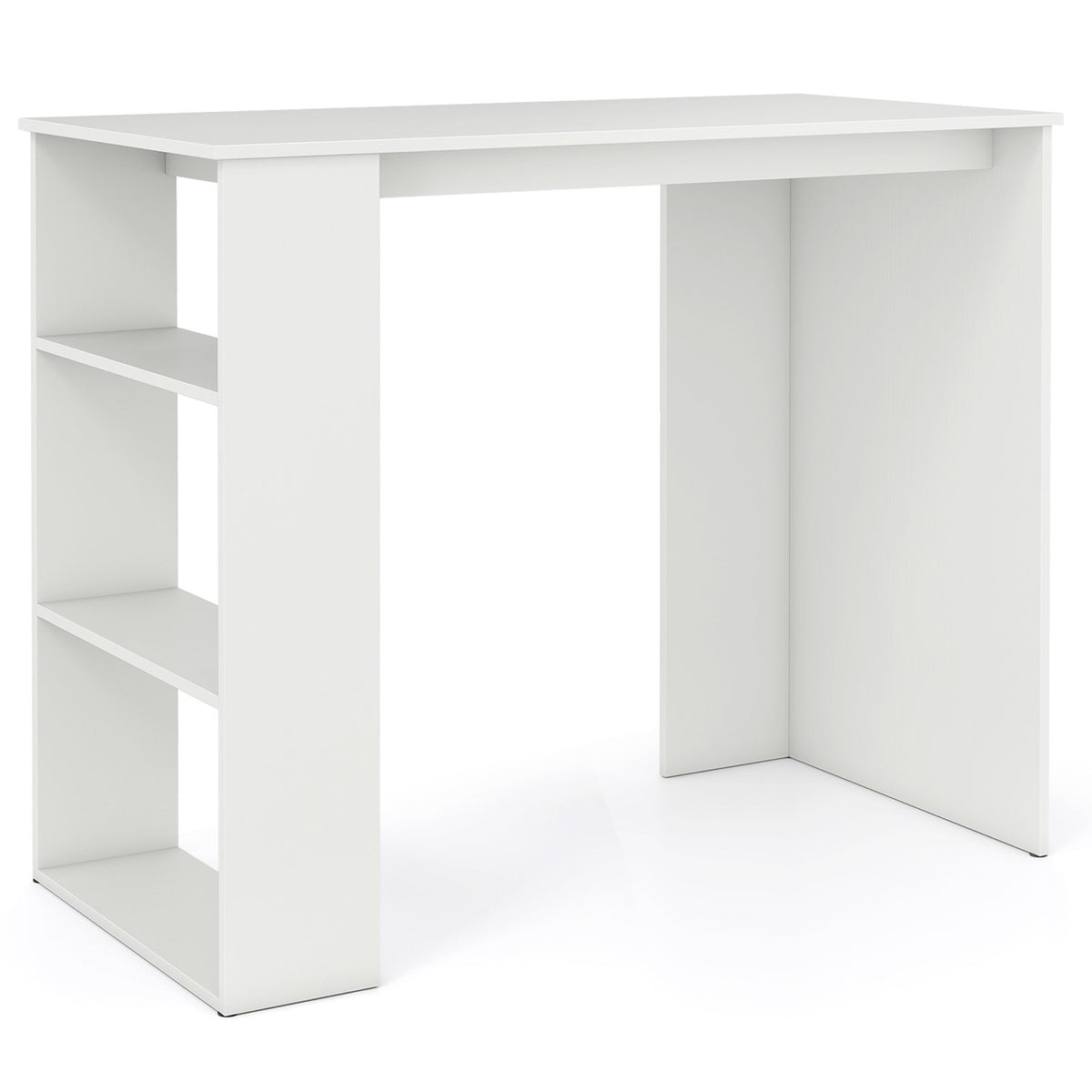 Computer Desk with Bookshelf for Small Space-White