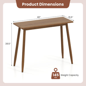 Computer Desk with Rubber Wood Legs Wooden Writing Desk with Spacious Tabletop-Walnut view 5