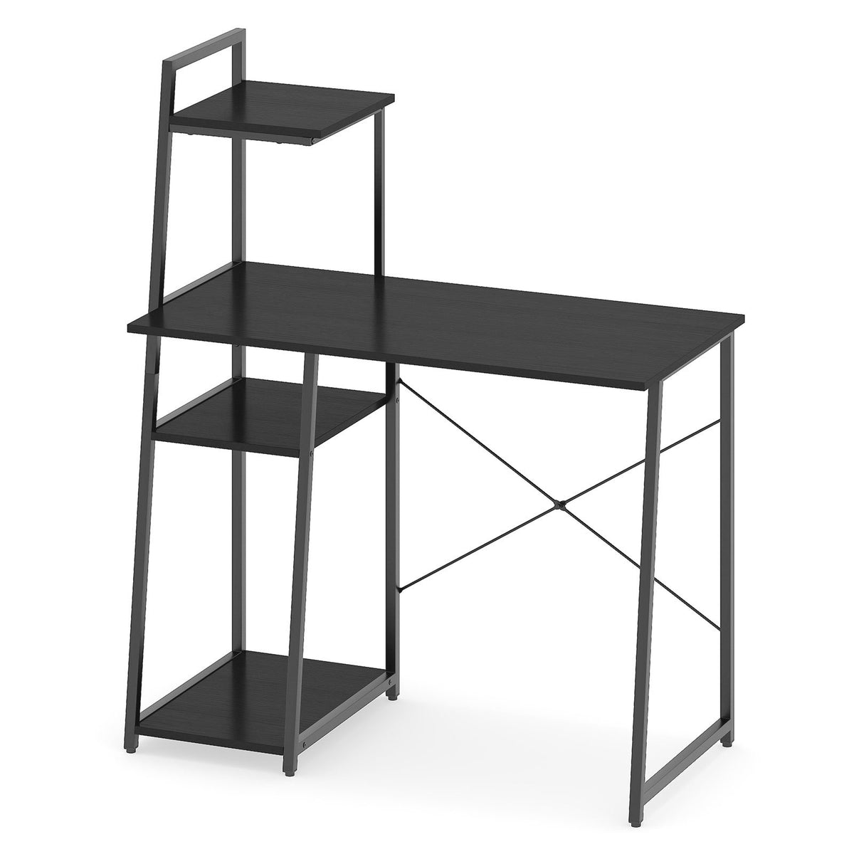 Computer Desk with Shelves and 3-Tier Storage Bookshelf-Black view 4