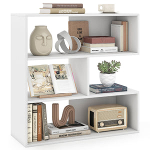 Concave Bookshelf with 3 Open Shelves & Anti-Toppling Device for Living Room-White view 4