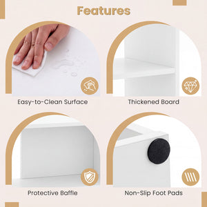 Concave Bookshelf with 3 Open Shelves & Anti-Toppling Device for Living Room-White view 7