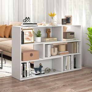 Concave & Convex Bookshelf Set with 3 Open Shelves & Anti-Toppling Device for Living Room-White view 2