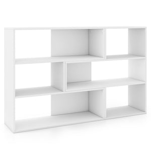 Concave & Convex Bookshelf Set with 3 Open Shelves & Anti-Toppling Device for Living Room-White view 4
