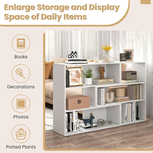 Concave & Convex Bookshelf Set with 3 Open Shelves & Anti-Toppling Device for Living Room-White view 8