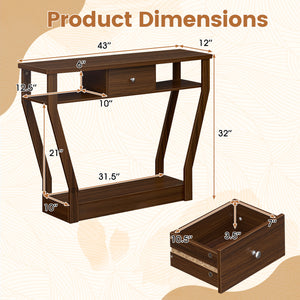 Console Hall Table with Storage Drawer and Shelf-Walnut view 5