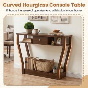 Console Hall Table with Storage Drawer and Shelf-Walnut view 6