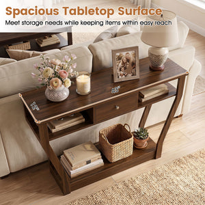 Console Hall Table with Storage Drawer and Shelf-Walnut view 7
