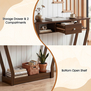 Console Hall Table with Storage Drawer and Shelf-Walnut view 8