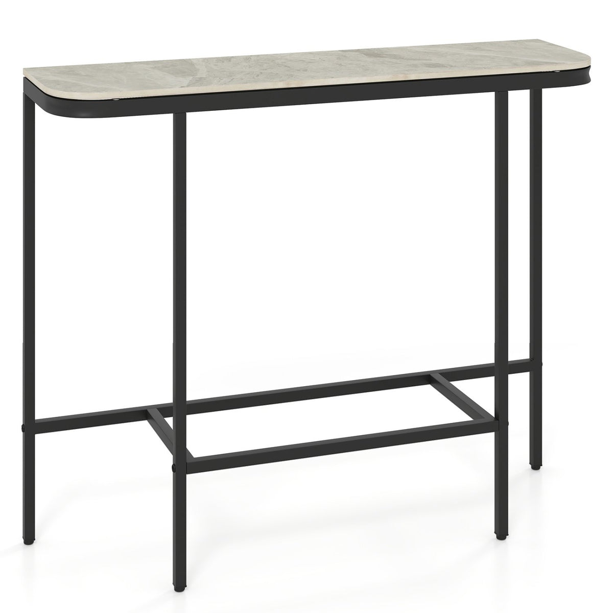 Console Table 44-Inch Entryway Table with Faux Marble Tabletop and Heavy-Duty Metal Frame-Gray