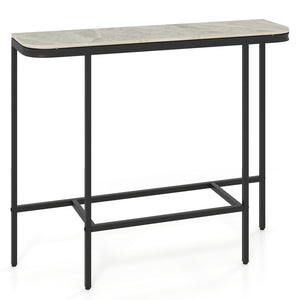 Console Table 44-Inch Entryway Table with Faux Marble Tabletop and Heavy-Duty Metal Frame-Gray