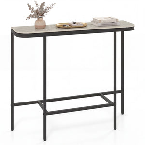 Console Table 44-Inch Entryway Table with Faux Marble Tabletop and Heavy-Duty Metal Frame-Gray view 4