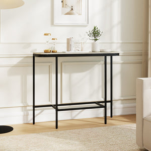 Console Table 44-Inch Entryway Table with Faux Marble Tabletop and Heavy-Duty Metal Frame-Gray view 6